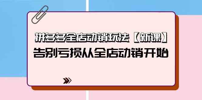 拼多多全店动销玩法【新课】，告别亏损从全店动销开始（4节视频课）-网赚联盟