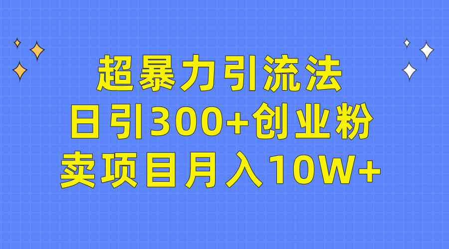 （9954期）超暴力引流法，日引300+创业粉，卖项目月入10W+-网赚联盟