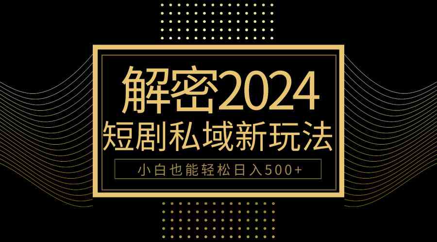 （9951期）10分钟教会你2024玩转短剧私域变现，小白也能轻松日入500+-网赚联盟