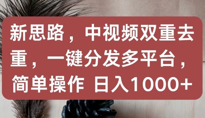 新思路，中视频双重去重，一键分发多平台，简单操作，日入1000+-网赚联盟