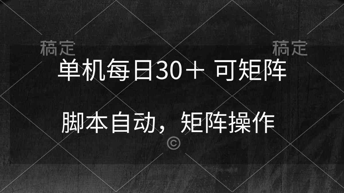 （10100期）单机每日30＋ 可矩阵，脚本自动 稳定躺赚-网赚联盟