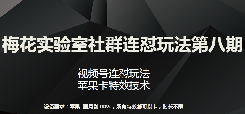 梅花实验室社群连怼玩法第八期，视频号连怼玩法 苹果卡特效技术-网赚联盟