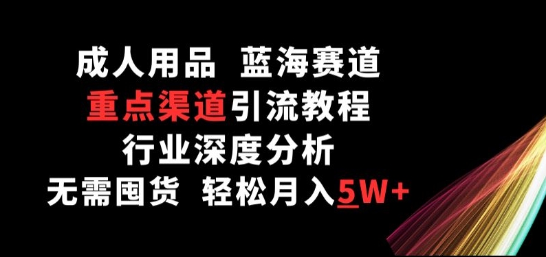成人用品，蓝海赛道，重点渠道引流教程，行业深度分析，无需囤货，轻松月入5W+-网赚联盟