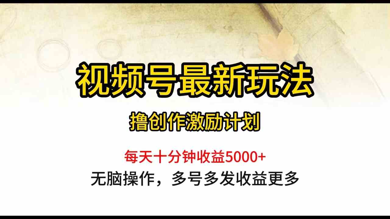 （10087期）视频号最新玩法，每日一小时月入5000+-网赚联盟