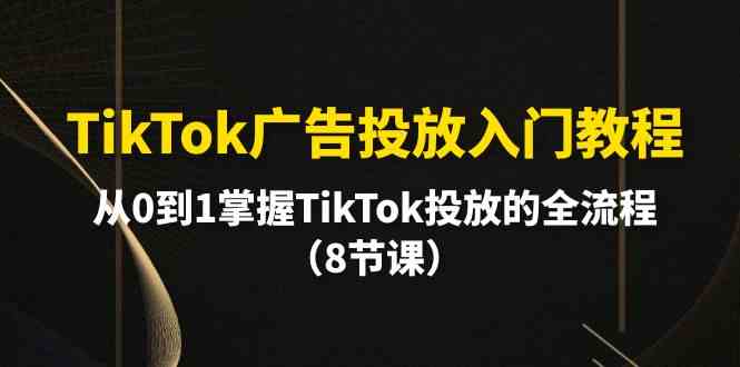 TikTok广告投放入门教程，从0到1掌握TikTok投放的全流程（8节课）-网赚联盟