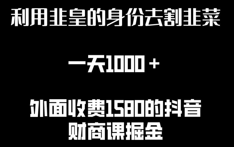 利用非皇的身份去割韭菜，一天1000+(附详细资源)-网赚联盟