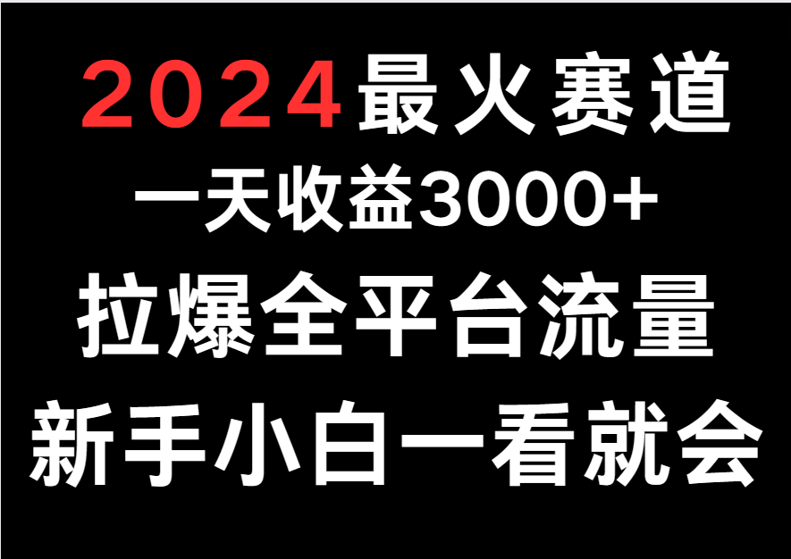 2024最火赛道，一天收一3000+.拉爆全平台流量，新手小白一看就会-网赚联盟