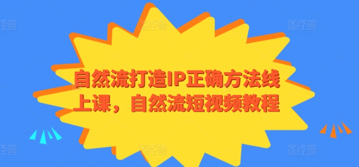 自然流打造IP正确方法线上课，自然流短视频教程-网赚联盟