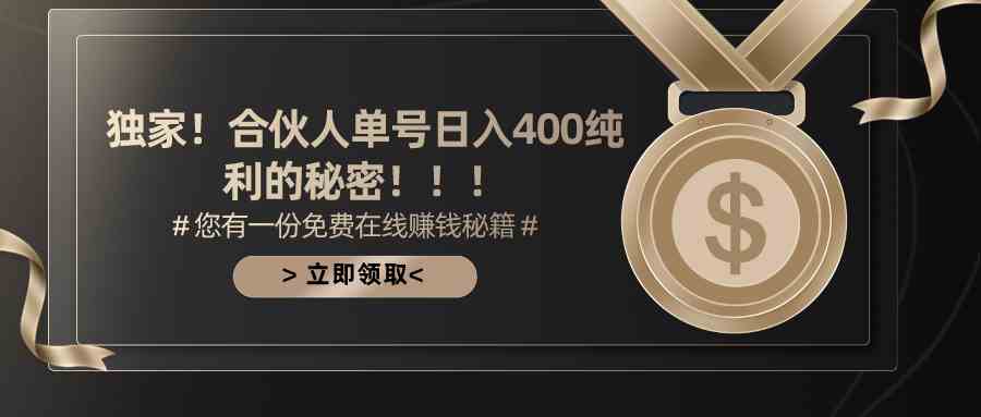 （10028期）合伙人广告撸金最新玩法，每天单号400纯利-网赚联盟
