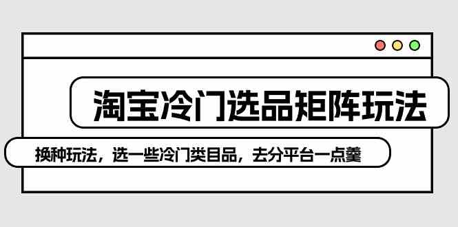 （10159期）淘宝冷门选品矩阵玩法：换种玩法，选一些冷门类目品，去分平台一点羹-网赚联盟
