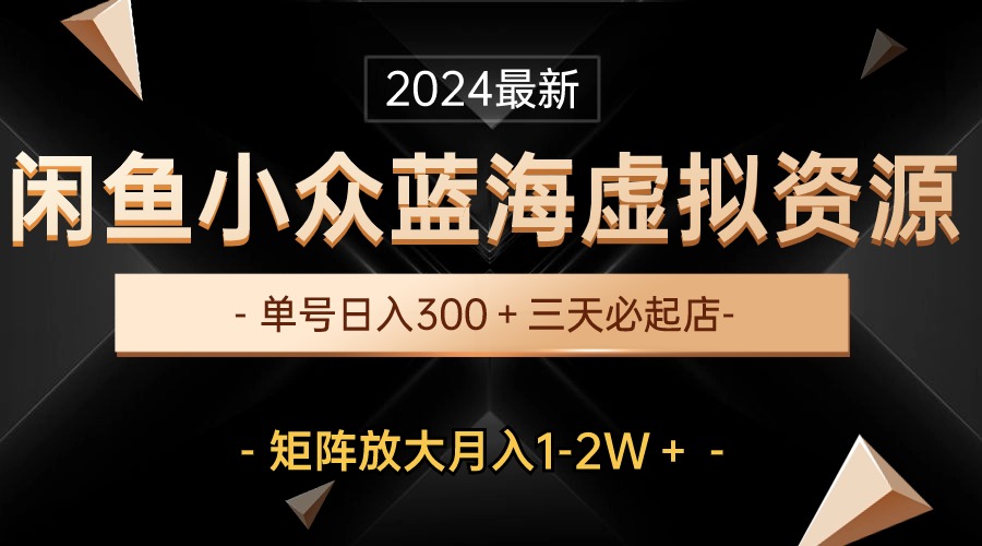 （10336期）最新闲鱼小众蓝海虚拟资源，单号日入300＋，三天必起店，矩阵放大月入1-2W-网赚联盟