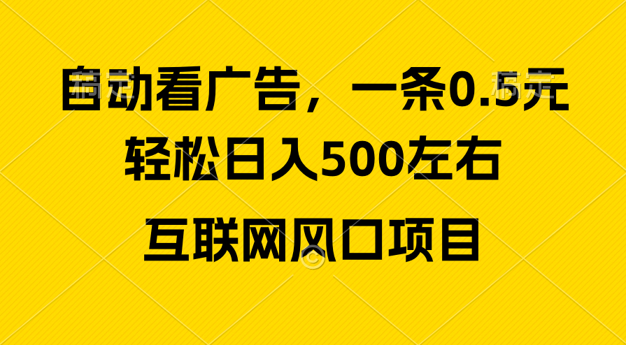 （10306期）广告收益风口，轻松日入500+，新手小白秒上手，互联网风口项目-网赚联盟