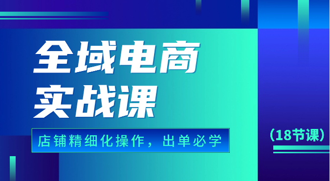 全域电商实战课，个人店铺精细化操作流程，出单必学内容（18节课）-网赚联盟