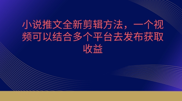 小说推文全新剪辑方法，一个视频可以结合多个平台去发布获取-网赚联盟
