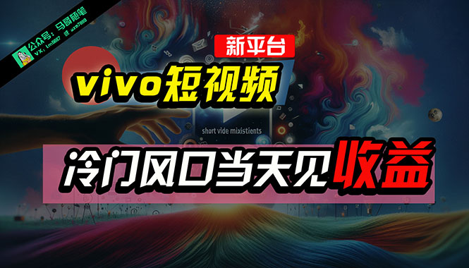 （10390期）全新平台vivo短视频，新风口AI混剪无脑搬运，冷门风口当天见收益，7天…-网赚联盟