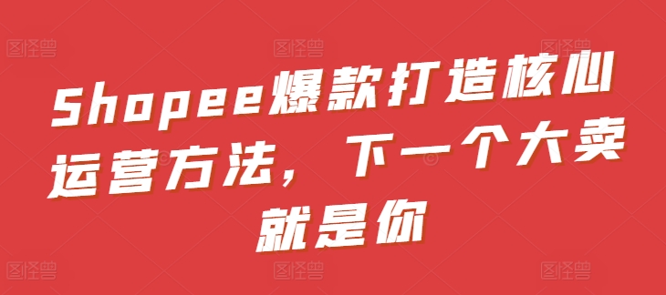 Shopee爆款打造核心运营方法，下一个大卖就是你-网赚联盟