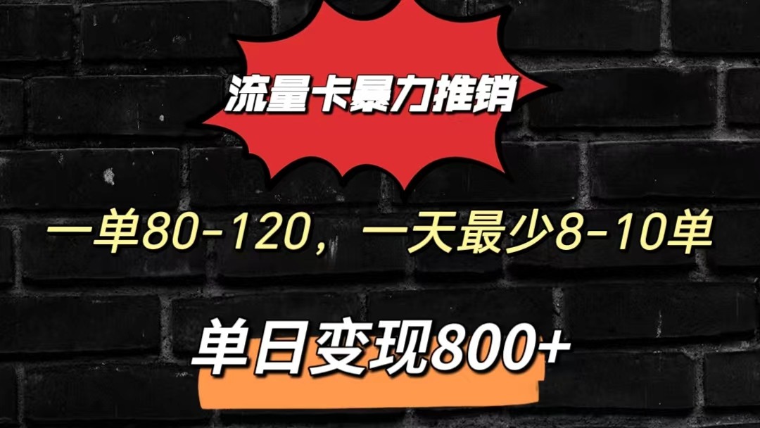 流量卡暴力推销模式一单80-170元一天至少10单，单日变现800元-网赚联盟
