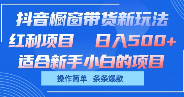 抖音橱窗带货新玩法，单日收益几张，操作简单，条条爆款-网赚联盟