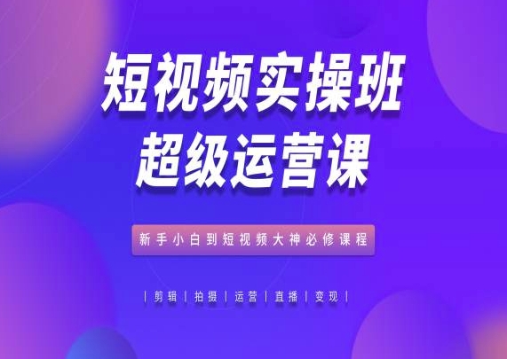 短视频实操班超级运营课，新手小白到短视频大神必修课程-网赚联盟