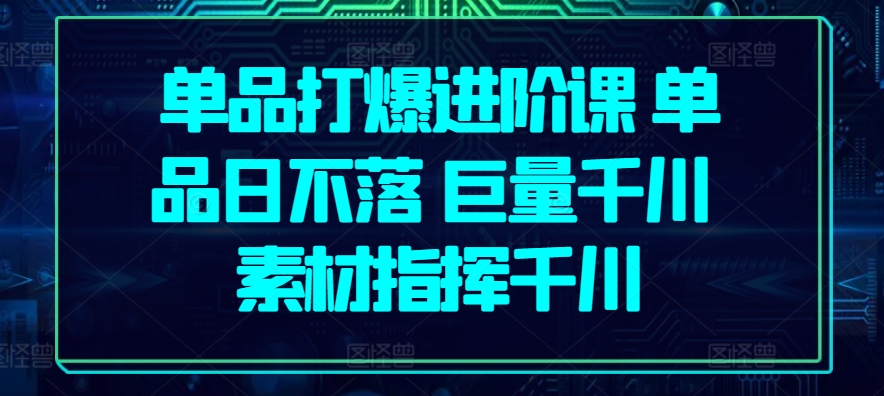 单品打爆进阶课 单品日不落 巨量千川 素材指挥千川-网赚联盟