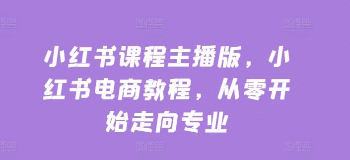 小红书课程主播版，小红书电商教程，从零开始走向专业-网赚联盟