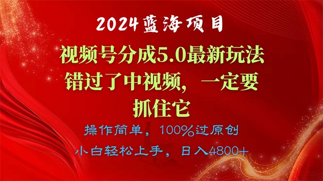 （11032期）2024蓝海项目，视频号分成计划5.0最新玩法，错过了中视频，一定要抓住…-网赚联盟