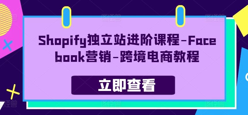 Shopify独立站进阶课程-Facebook营销-跨境电商教程-网赚联盟