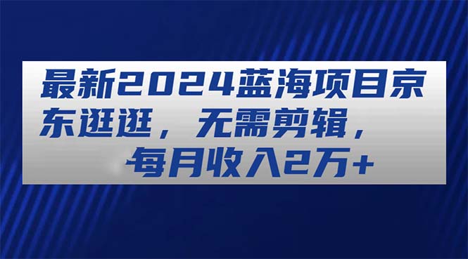 （11041期）最新2024蓝海项目京东逛逛，无需剪辑，每月收入2万+-网赚联盟