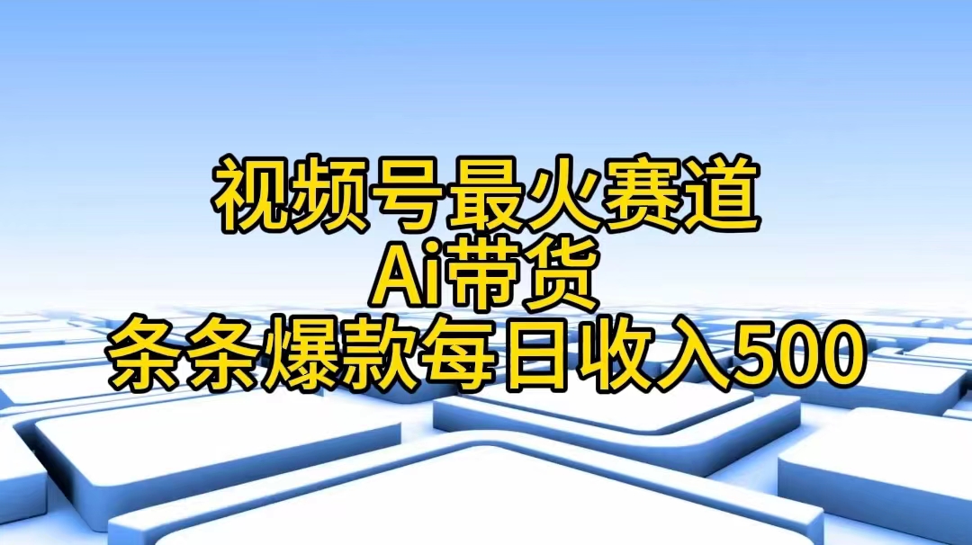 （11038期）视频号最火赛道——Ai带货条条爆款每日收入500-网赚联盟