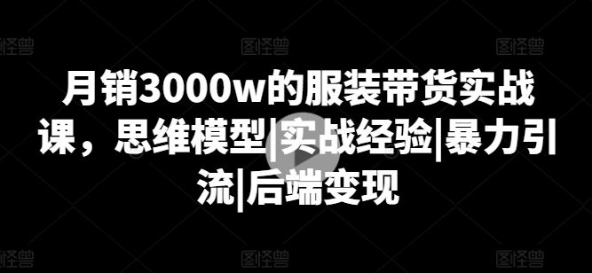 月销3000w的服装带货实战课，思维模型|实战经验|暴力引流|后端变现-网赚联盟
