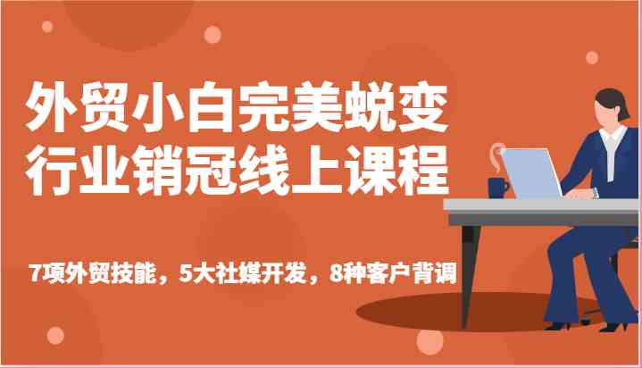 外贸小白完美蜕变行业销冠线上课程-7项外贸技能，5大社媒开发，8种客户背调-网赚联盟