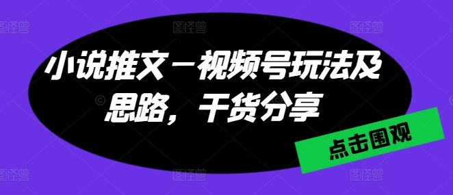 小说推文—视频号玩法及思路，干货分享-网赚联盟