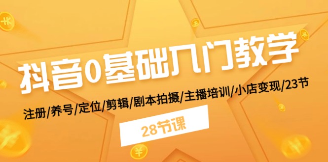 抖音0基础入门教学 注册/养号/定位/剪辑/剧本拍摄/主播培训/小店变现/28节-网赚联盟
