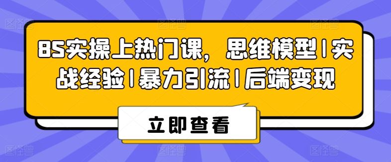 8S实操上热门课，思维模型|实战经验|暴力引流|后端变现-网赚联盟