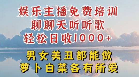 娱乐主播免费培训聊聊天听听歌轻松日收1K+，男女美丑都能做萝卜白菜各有所爱【揭秘】-网赚联盟