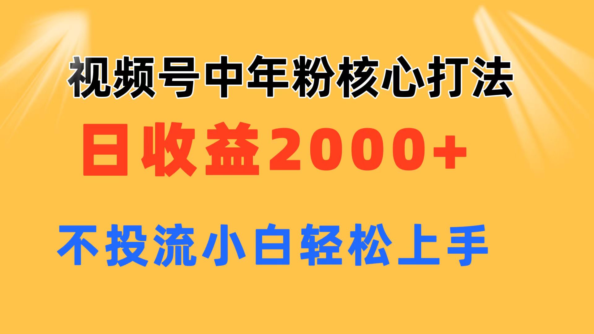 （11205期）视频号中年粉核心玩法 日收益2000+ 不投流小白轻松上手-网赚联盟