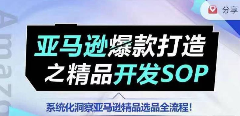 【训练营】亚马逊爆款打造之精品开发SOP，系统化洞察亚马逊精品选品全流程-网赚联盟