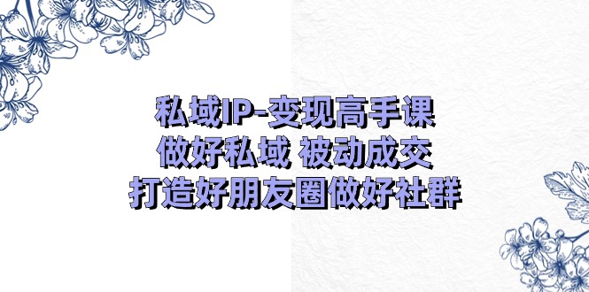 私域IP变现高手课：做好私域被动成交，打造好朋友圈做好社群（18节）-网赚联盟