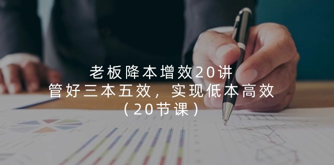 老板降本增效20讲，管好三本五效，实现低本高效（20节课）-网赚联盟