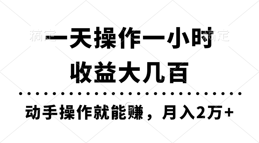 （11263期）一天操作一小时，收益大几百，动手操作就能赚，月入2万+教学-网赚联盟