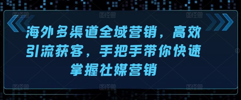 海外多渠道全域营销，高效引流获客，手把手带你快速掌握社媒营销-网赚联盟