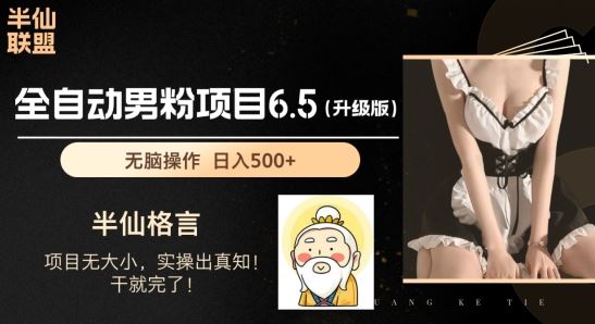 男粉项目6.5升级版，全自动男粉项目，日收入1K+【揭秘】-网赚联盟