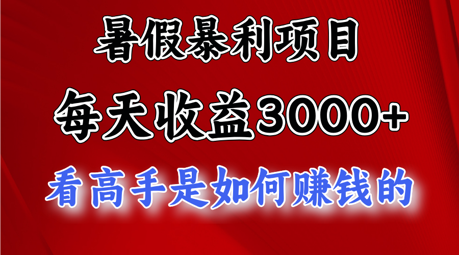 暑假暴力项目 1天收益3000+，视频号，快手，不露脸直播.次日结算-网赚联盟