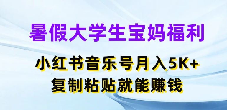 暑假大学生宝妈福利，小红书音乐号月入5000+，复制粘贴就能赚钱【揭秘】-网赚联盟