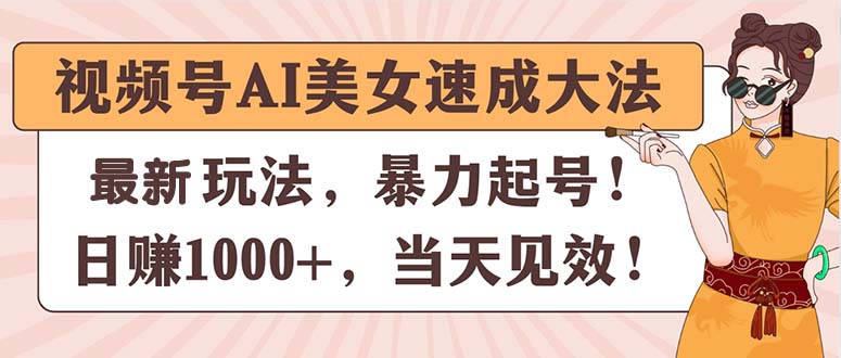 （11330期）视频号AI美女速成大法，暴力起号，日赚1000+，当天见效-网赚联盟