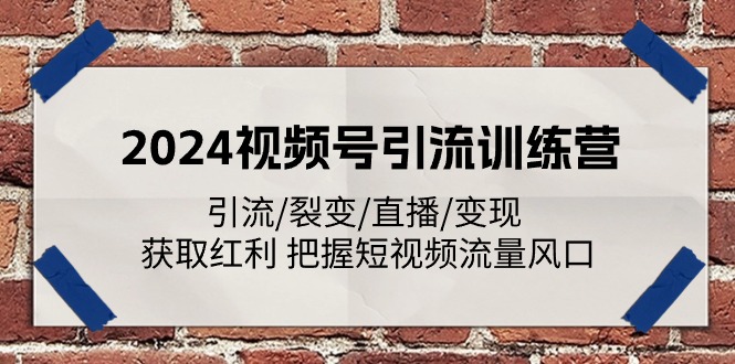 2024视频号引流训练营：引流/裂变/直播/变现 获取红利 把握短视频流量风口-网赚联盟