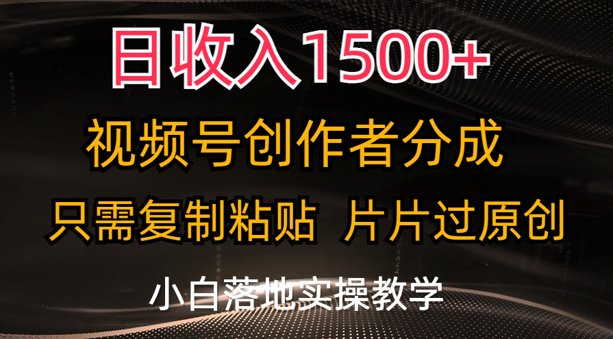 （11339期）日收入1500+，视频号创作者分成，只需复制粘贴，片片过原创，小白也可…-网赚联盟