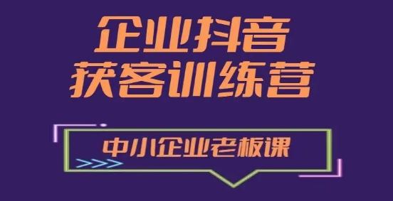 企业抖音营销获客增长训练营，中小企业老板必修课-网赚联盟