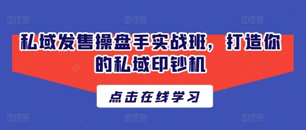 私域发售操盘手实战班，打造你的私域印钞机-网赚联盟