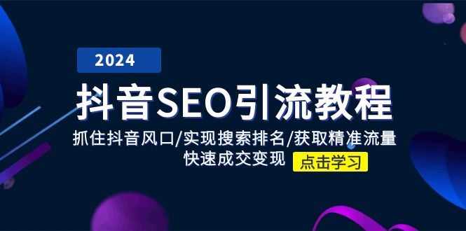 （11352期）抖音 SEO引流教程：抓住抖音风口/实现搜索排名/获取精准流量/快速成交变现-网赚联盟